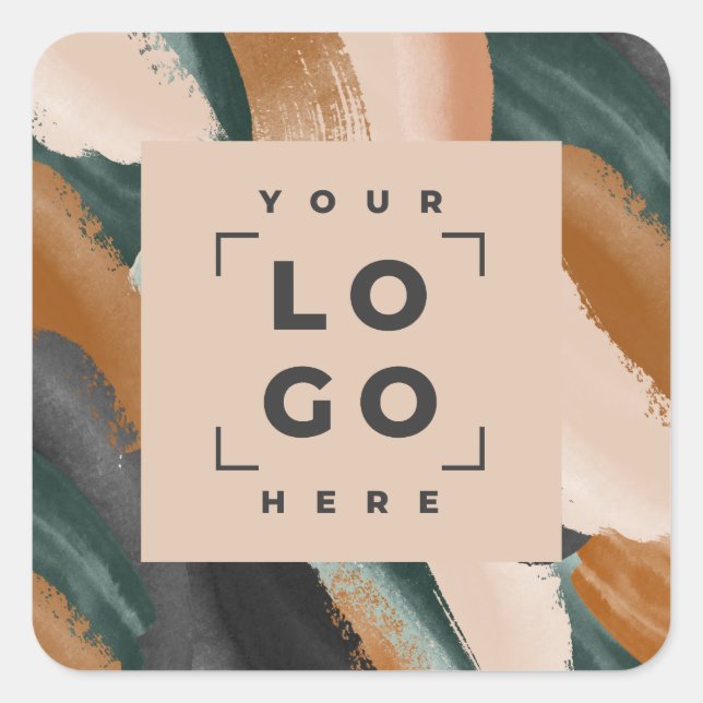 Adesivo Quadrado Terracotta, abstrato verde pintou o mínimo moderno (Frente)