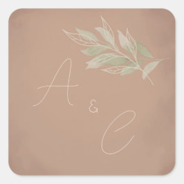 Adesivo Quadrado Terracotta Boho Minimalist Wedding 