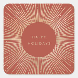 Adesivo Quadrado Terracotta e Dourado quadro de explosão solar deco