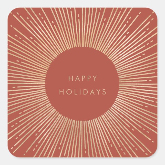 Adesivo Quadrado Terracotta e Dourado quadro de explosão solar deco (Frente)