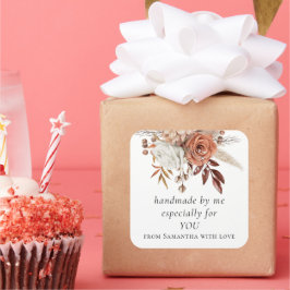 Adesivo Quadrado Terracotta Florals Feita À Mão Especialmente Para