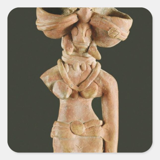 Adesivo Quadrado Terracotta Madre Deusa, Mohenjodaro, 2300-1750 (Frente)