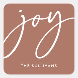 Adesivo Quadrado Terracotta Minimalista Joy Holiday Sticker