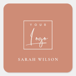 Adesivo Quadrado Terracotta Rust Logotipo comercial do Promocional