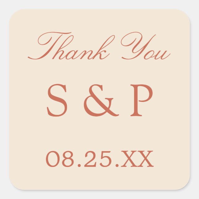 Adesivo Quadrado Terracotta Script Weding Sticker (Frente)