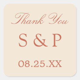 Adesivo Quadrado Terracotta Script Weding Sticker