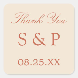 Adesivo Quadrado Terracotta Script Weding Sticker