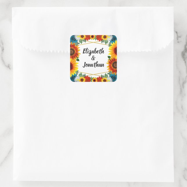 Adesivo Quadrado Terreno de Verão Floral Geométrico (Bolsa)