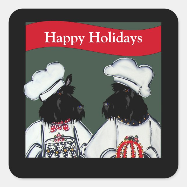 Adesivo Quadrado Terrier escocês (Frente)