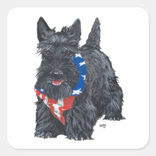 Adesivo Quadrado Terrier Escocês Patriótico