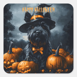 Adesivo Quadrado Terrier Halloween escocês