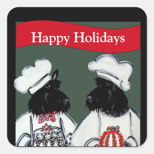 Adesivo Quadrado Terriers escoceses