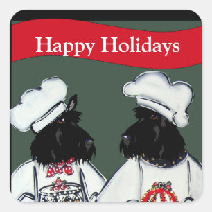 Adesivo Quadrado Terriers escoceses