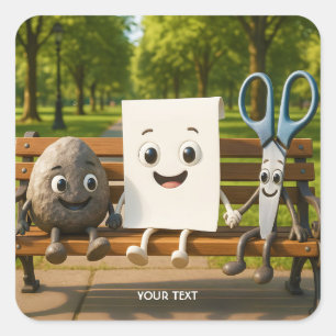 Adesivo Quadrado Tesoura de Papel Fantasy Cute Rock