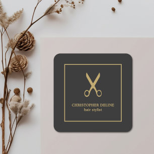 Adesivo Quadrado Tesoura Dourada Falsa Minimalista Elegante Escura