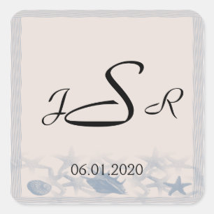 Adesivo Quadrado Tesouro pelo Vinheta Monograma do Mar