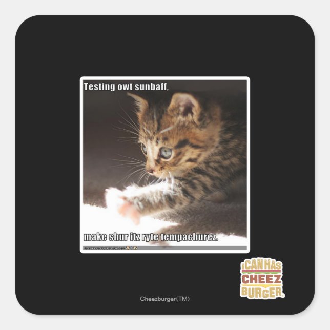 Adesivo Quadrado Testando o sunbaff (Frente)