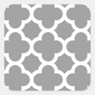Adesivo Quadrado Teste padrão cinzento do quatrefoil de Morrocan