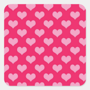 Adesivo Quadrado Teste padrão cor-de-rosa e magenta do coração