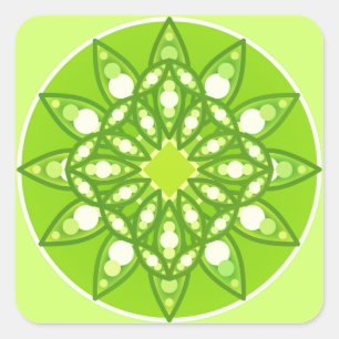 Adesivo Quadrado Teste padrão da mandala nas máscaras do verde