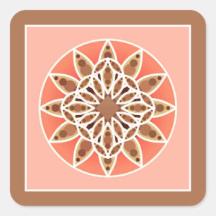 Adesivo Quadrado Teste padrão da mandala no chocolate, no caramelo
