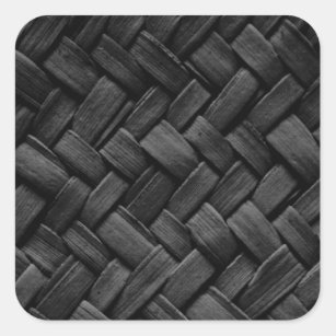 Adesivo Quadrado teste padrão de weave de cesta preto