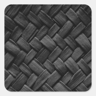 Adesivo Quadrado teste padrão de weave de cesta preto