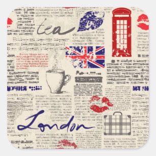 Adesivo Quadrado Teste padrão do jornal de Londres