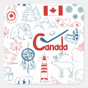 Adesivo Quadrado Teste padrão dos símbolos de Canadá