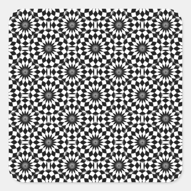Adesivo Quadrado Teste padrão geométrico branco preto da ilusão (Frente)