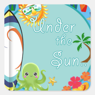 Adesivo Quadrado Teste padrão legal do surf da praia