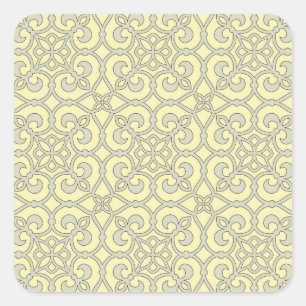 Adesivo Quadrado Teste padrão marroquino amarelo do ornamentado da