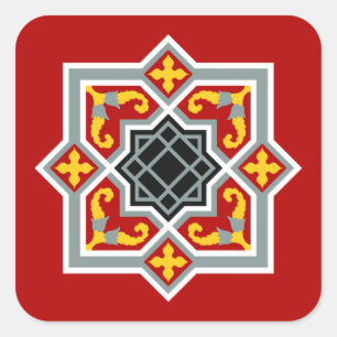 Adesivo Quadrado Teste padrão octogonal vermelho do azulejo de