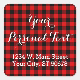 Adesivo Quadrado Teste padrão preto vermelho feito sob encomenda d