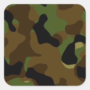 Adesivo Quadrado Teste padrão verde militar da camuflagem de Camo