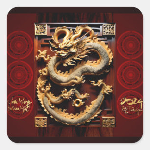 Adesivo Quadrado Têt Dragon Ano Novo Desocupação 2024
