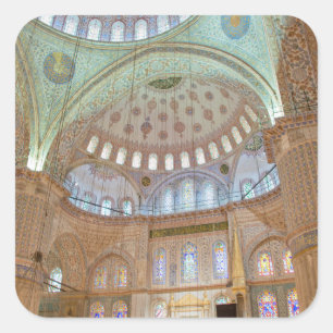 Adesivo Quadrado Teto abobadado interior colorido da Mesquita Azul