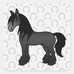 Adesivo Quadrado Teto preto Gypson Vanner Shire Clydesdale Horse