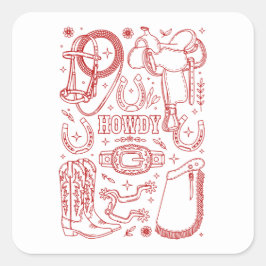 Adesivo Quadrado Texas Cowboy Pack
