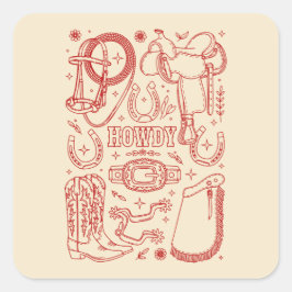 Adesivo Quadrado Texas Cowboy Pack