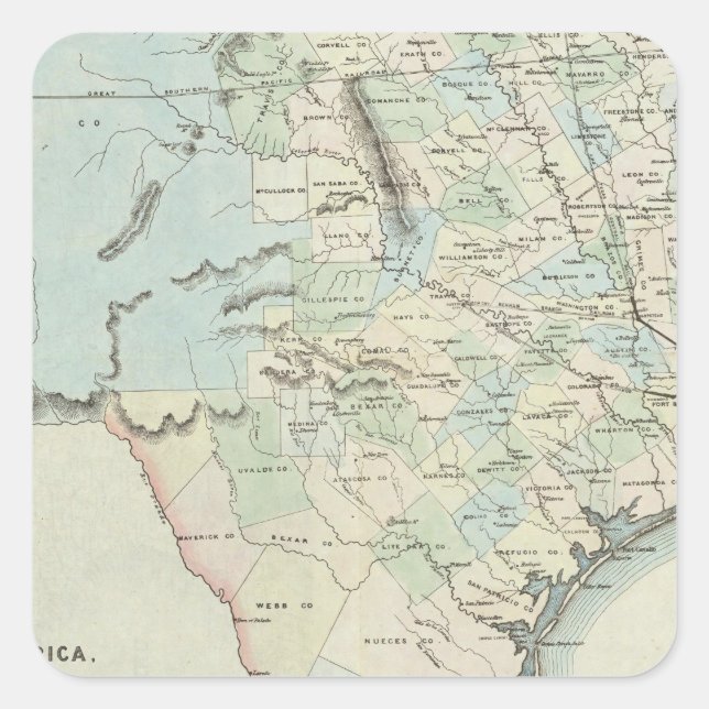 Adesivo Quadrado Texas dos Estados Unidos da América (Frente)