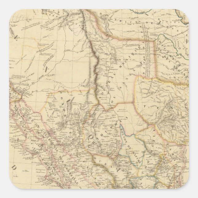 Adesivo Quadrado Texas e México (Frente)