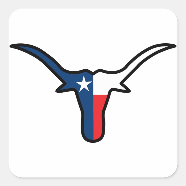 Adesivo Quadrado Texas Flag Longhorn (Frente)
