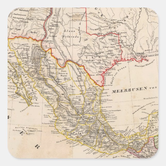 Adesivo Quadrado Texas, México (Frente)