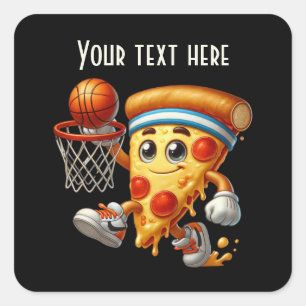 Adesivo Quadrado Texto adicional para pizza de basquete legal