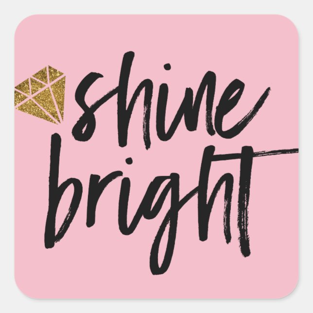 Adesivo Quadrado Texto Brilhante Gráfico com Brilho com Diamante Do (Frente)