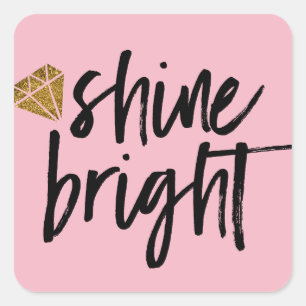 Adesivo Quadrado Texto Brilhante Gráfico com Brilho com Diamante Do