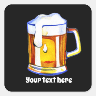 Adesivo Quadrado Texto de adição de cerveja legal