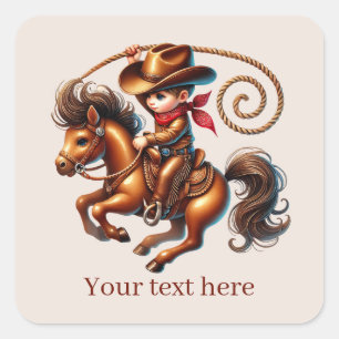Adesivo Quadrado Texto de adição do legal Cowboy