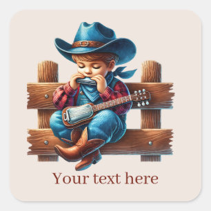 Adesivo Quadrado Texto de adição do legal Cowboy